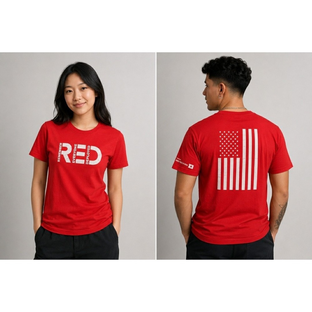 Starbucks R.E.D. Armed Forces Network Graphic Red T-Shirt Flag Unisex XL